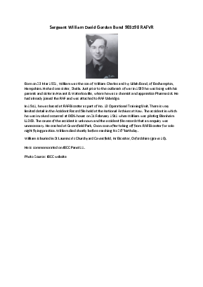 A preview of a PDF biography for Bond, William David Gordon